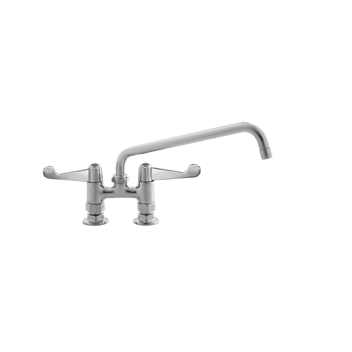T&amp;S BRASS PARTS T&amp;S Brass 5F-4DWX10 Equip 4 C/C Deck Mount Faucet Swivel 10 Swing - SKU TS5F-4DWX10