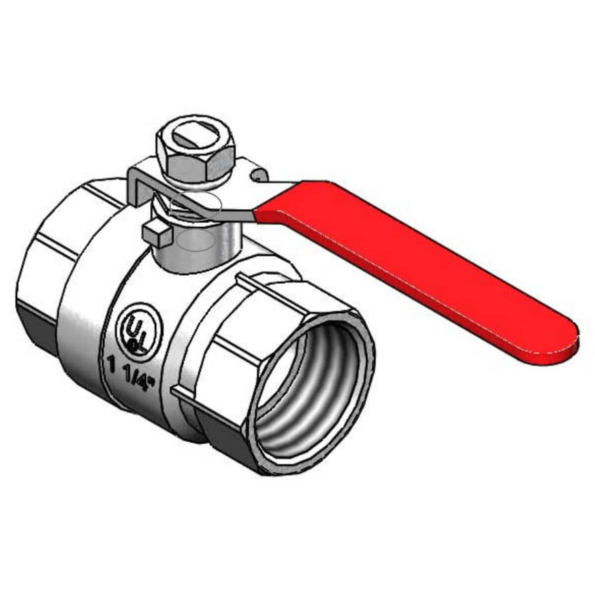 T&amp;S BRASS PARTS T&amp;S Brass AG-7F Gas Appliance Connectors Gas Ball Valve 1-1/4 - SKU TSAG-7F