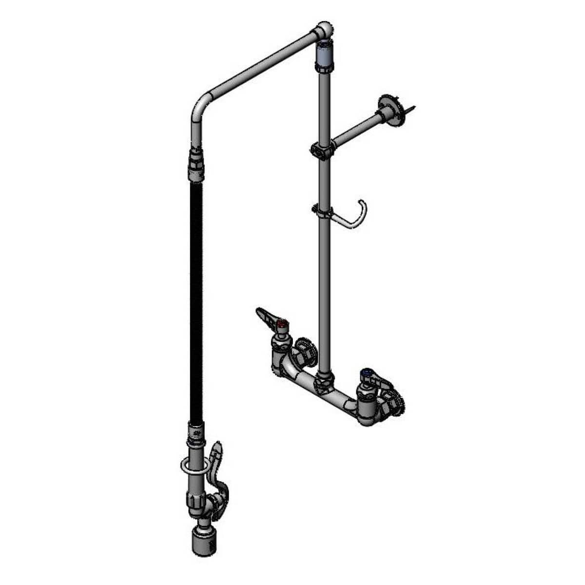 T&amp;S BRASS PARTS T&amp;S Brass B-0131-CR-BC28H Pre-Rinse: 8 Wall Mount Overhead Swivel Arm Cer - SKU TSB-0131-CR-BC28H