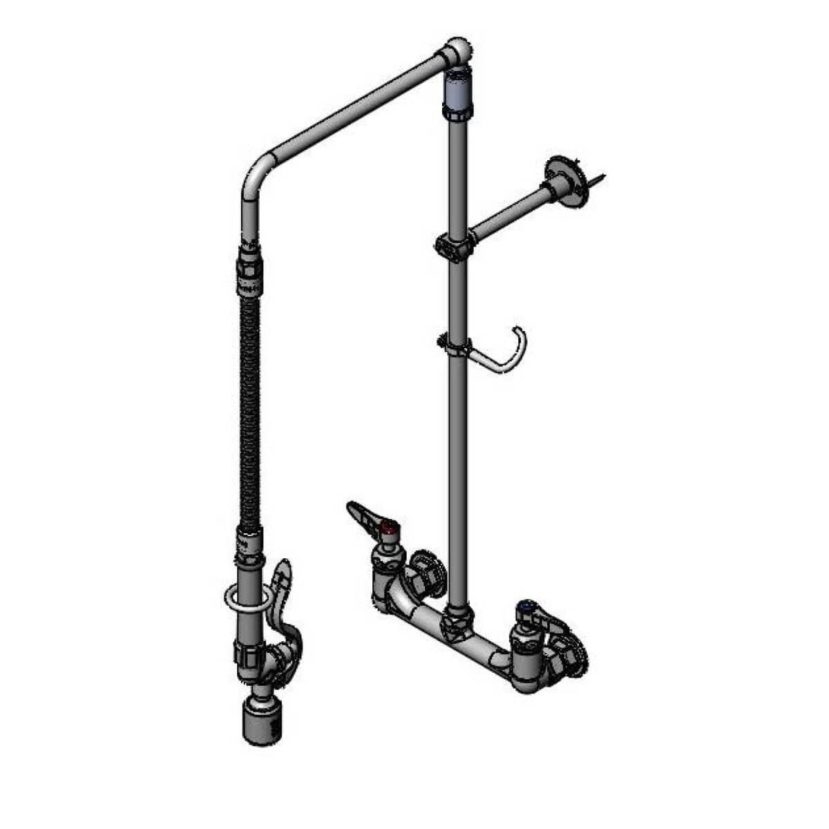 T&amp;S BRASS PARTS T&amp;S Brass B-0131-CR-BC Pre-Rinse Overhead Swivel Arm Wall Mount 8 C/C - SKU TSB-0131-CR-BC