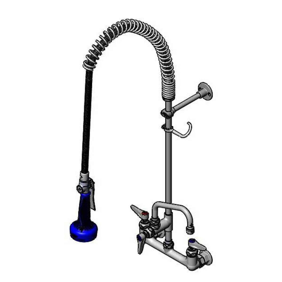 T&amp;S BRASS PARTS T&amp;S Brass B-0133-A06-B08 Easyinstall Pre-Rinse Spring Action 8 Wall Moun - SKU TSB-0133-A06-B08