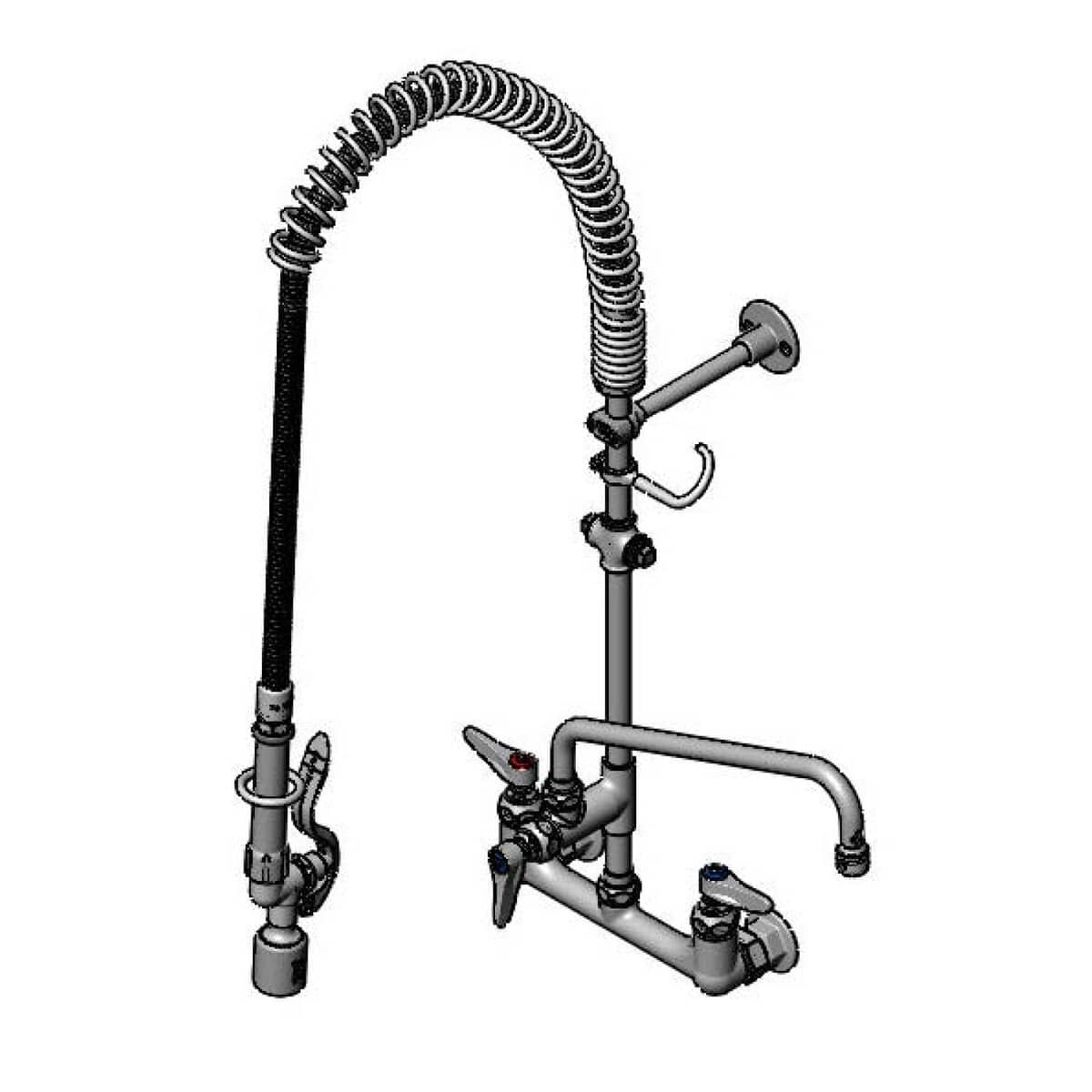T&amp;S BRASS PARTS T&amp;S Brass B-0133-A12-BC4 Easyinstall Pre-Rinse Spring Action Wall Mount - SKU TSB-0133-A12-BC4