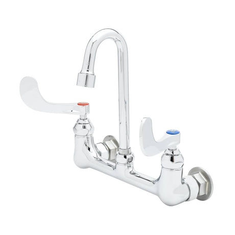T&amp;S BRASS PARTS T&amp;S Brass B-0230-132XA-EL 8 C/C Wall Mount Faucet 4 Wrist Handles Swivel - SKU TSB-0230-132XA-EL