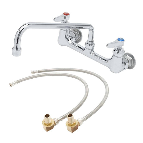 T&amp;S BRASS PARTS T&amp;S Brass B-0231-CR-KIT 8 Wall Mount Base Faucet 1/2NPT Male Inlets CE - SKU TSB-0231-CR-KIT