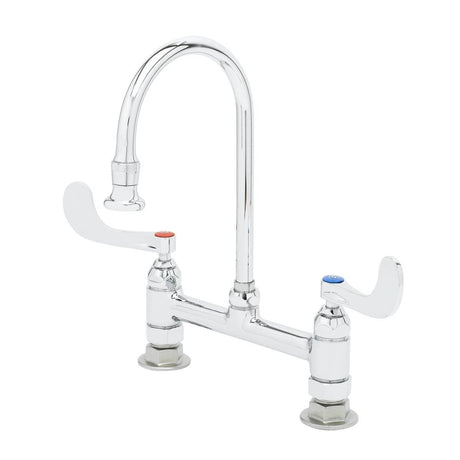 T&amp;S BRASS PARTS T&amp;S Brass B-0322-04 8 Deck Mount Mixing Faucet Swivel/Rigid Goosenec - SKU TSB-0322-04