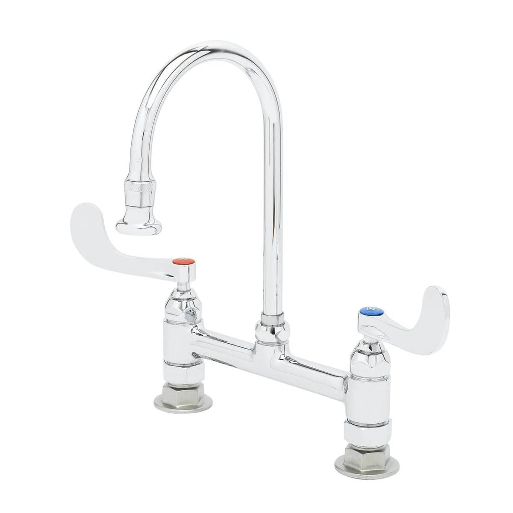 T&S BRASS PARTS T&S Brass B-0322-04 8 Deck Mount Mixing Faucet Swivel/Rigid Goosenec - SKU TSB-0322-04