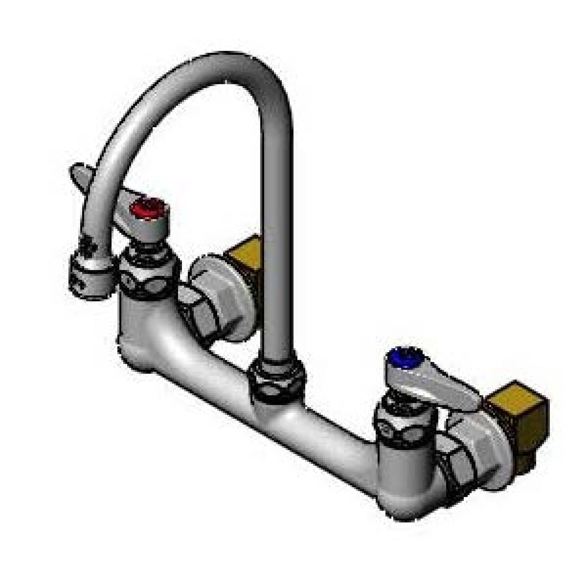 T&amp;S BRASS PARTS T&amp;S Brass B-0331-VF22-EL Faucet 8 Wall Mount Lever Handles Swivel Goose - SKU TSB-0331-VF22-EL