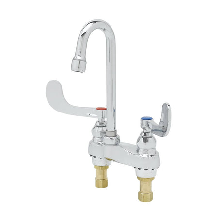 T&amp;S BRASS PARTS T&amp;S Brass B-0892-QT-LF16 4 Centerset Fct Swivel Gooseneck 1/4 Turn Sc Et - SKU TSB-0892-QT-LF16