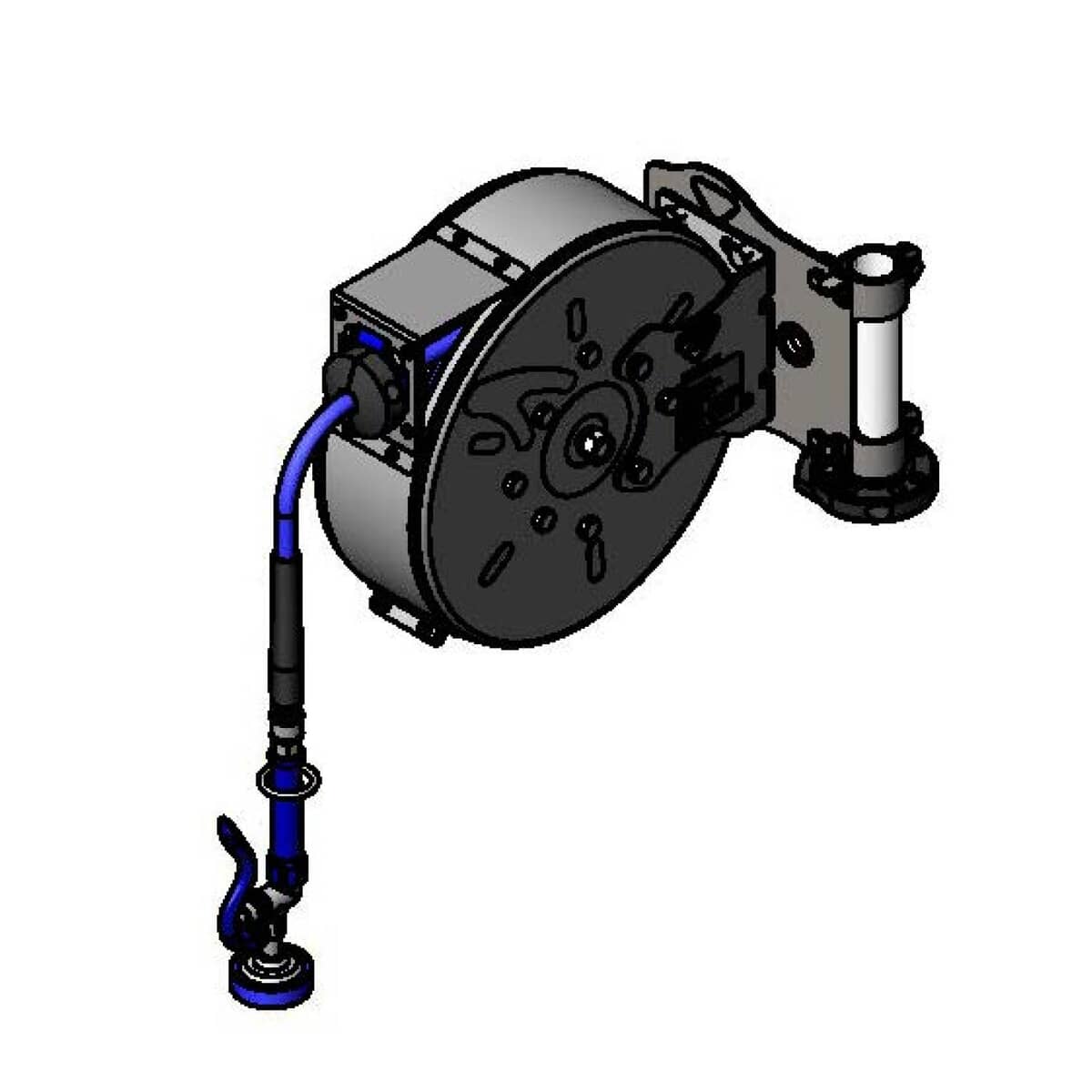 T&amp;S BRASS PARTS T&amp;S Brass B-7122-C01-STB 3/8 X 30' Enclosed SS Reel W/ SS Table Leg Swing - SKU TSB-7122-C01-STB