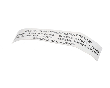 WUNDER-BAR PARTS Wunder-Bar RT-110 Label - Manifold Parts - SKU WUBRRT-110