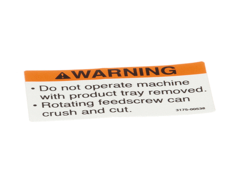 BERKEL PARTS Berkel 01-403175-00538 Label Tray Warning - SKU BER01-403175-00538