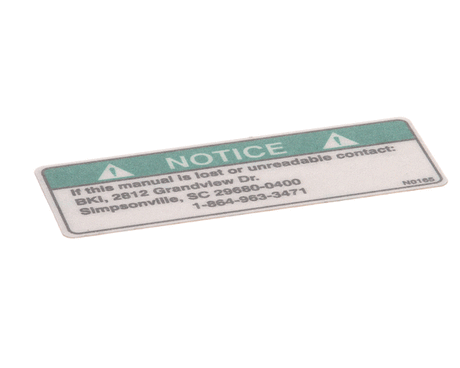 BKI PARTS BKI N0165 Decal Notice Lost Manual - SKU BKIN0165