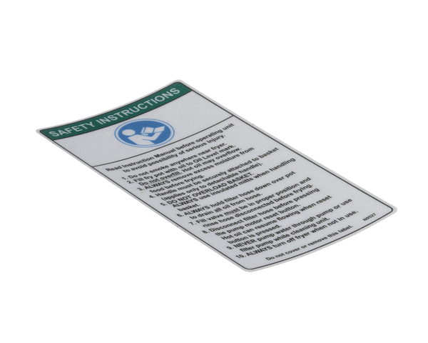 BKI PARTS BKI N0527 Decal Safety Instructions Fryers - SKU BKIN0527