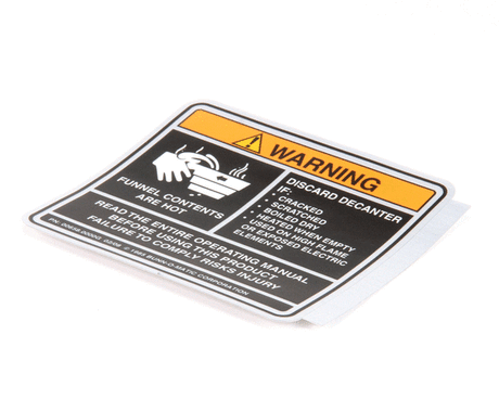 BUNN PARTS Bunn 00658.0000 Decal Warning-Decanter/Funnel - SKU BU00658.0000