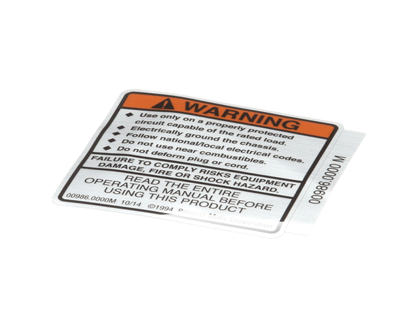 BUNN PARTS Bunn 00986.0000 Decal Warning Electrical - SKU BU00986.0000