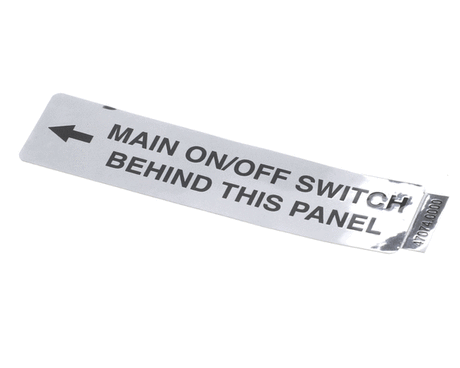 BUNN 47074.0000 DECAL  MAIN ON OFF SWITCH BEHIND PANEL