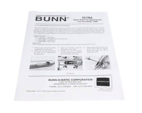 BUNN PARTS Bunn 49095.0000 Instructions Auger Motor Pin Ultra - SKU BU49095.0000
