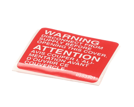 CHAMPION - MOYER DIEBEL 0503301 LABEL  COVER WARNING DF/SW/500