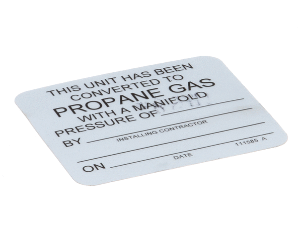 CLEVELAND 111585 LABEL;NATURAL TO PROPANE GAS C