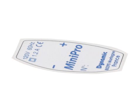 DYNAMIC MIXER PARTS Dynamic Mixer 2853.1 Identif. Label Minipro (115 V) - SKU DYN2853.1