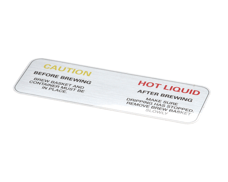 FETCO PARTS Fetco 1046.00007.00 Label Warning Brew Basket - SKU FE1046.00007.00