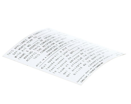 FRYMASTER PARTS Frymaster 8022144 Label Conversion Date Eng/Fcan - SKU FM8022144
