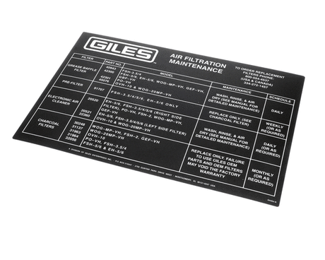 GILES PARTS Giles 64454 Label Air Filter Maintenance Vh Units - SKU GIL64454