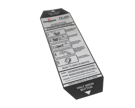 GRINDMASTER CECILWARE PARTS Grindmaster Cecilware 380-00066 Label Instructions - FE200 - SKU GM380-00066