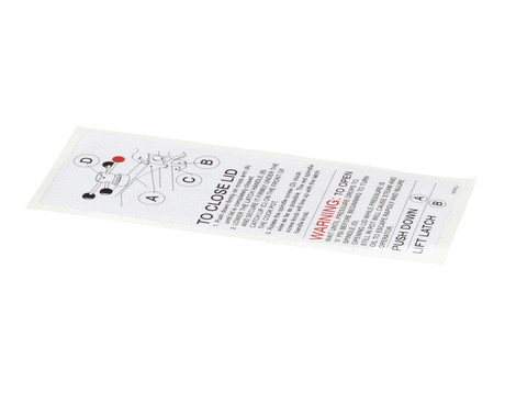 HENNY PENNY PARTS Henny Penny 16181 Label - Lid Operating Instruct - SKU HEN16181