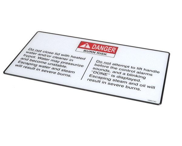 HENNY PENNY PARTS Henny Penny 168574 Label-Operation Hazards Velo - SKU HEN168574