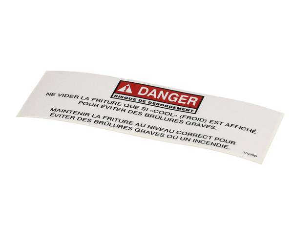HENNY PENNY PARTS Henny Penny 37990 Label - Danger Shortening Fre - SKU HEN37990
