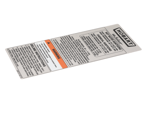 HOBART PARTS Hobart 00-438131-00175 Label Instruction Cleaning - SKU HOB00-438131-00175