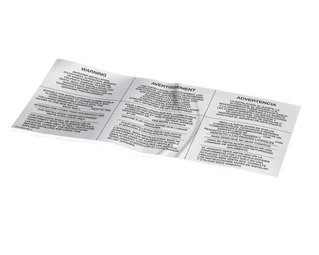 MIDDLEBY PARTS Middleby 35000 Lbl Warning-Improper Install - SKU MD35000
