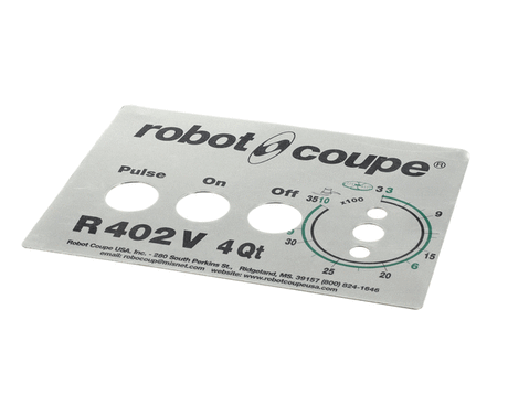 ROBOT COUPE PARTS Robot Coupe 408006 Data Plate R402V - SKU ROB408006