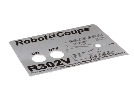 ROBOT COUPE PARTS Robot Coupe RV30204 Data Plate (R302V) - SKU ROBRV30204