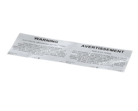 ULTRAFRYER PARTS Ultrafryer 23315 Decal Warning Electrical Grou - SKU ULTR23315