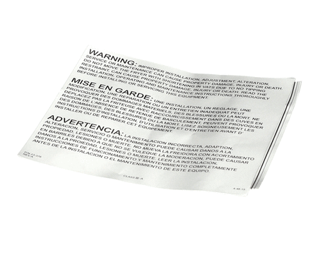 ULTRAFRYER PARTS Ultrafryer 23376 Decal Warning -Improper Insta - SKU ULTR23376