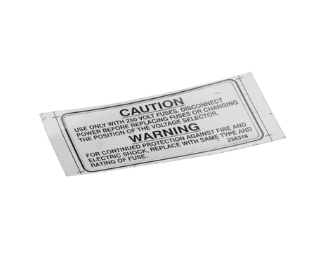 ULTRAFRYER PARTS Ultrafryer 23A318 Decal Warning 250V Fuse Note - SKU ULTR23A318