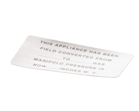 VULCAN HART PARTS Vulcan Hart 00-421727-00015 Label Conversion (Gas) Blank - SKU VH00-421727-00015
