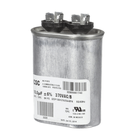 YORK PARTS York S1-02420046700 Single Run Capacitor 10MFD 370V Flat - SKU YORKS1-02420046700