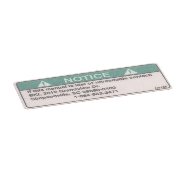 BKI PARTS BKI N0165 Decal Notice Lost Manual - SKU BKIN0165