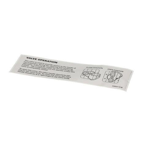 HOSHIZAKI PARTS Hoshizaki 439541-01 Operation Label-Valv - SKU HOS439541-01